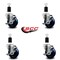 Service Caster 3.5'' Solid Poly Swivel 1-1/2'' Expanding Stem Caster Set with Brake, 4PK SCC-EX20S3514-SPUS-TLB-112-4 - alternate 4